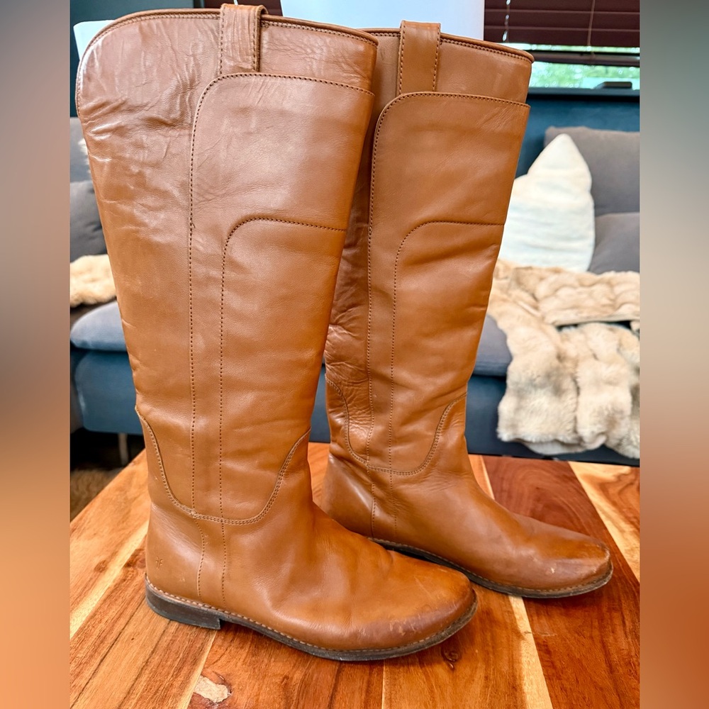 FRYE Brown Knee High Leather Boots - Picture 3 of 6